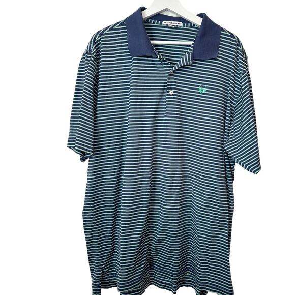 Peter Millar Men's Polo Shirt 100% Cotton Blue Striped Golf Collar Size XXL - Picture 2 of 6